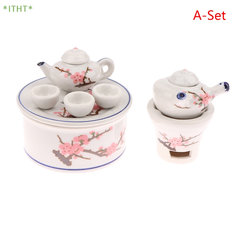 1 Bộ Ấm Tách Uống Trà Mini Bằng Gốm 1: 12 Dành Cho Nhà Búp Bê Mới