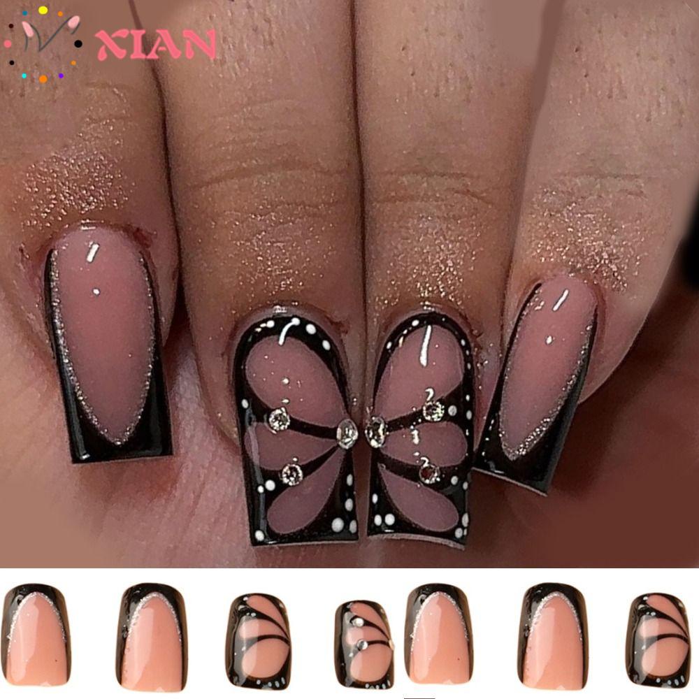 XIANTIN Bộ 24 Móng Tay Giả Dạng Nhấn DIY