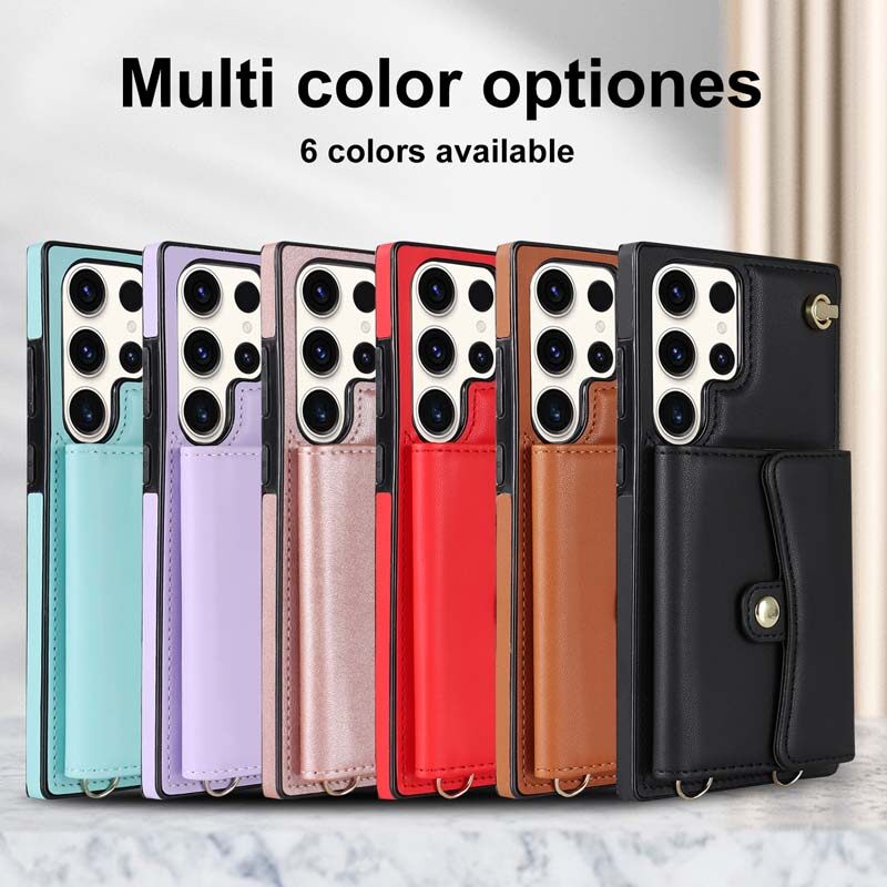 Bao Da Điện Thoại Kèm Ví Và Dây Đeo Cho Samsung S23 Ultra / S23 + / S22 Ultra / S21 Ultra / S20 Ultra / Note 20 Ultra / Note 10 + / S10 + / S21 FE