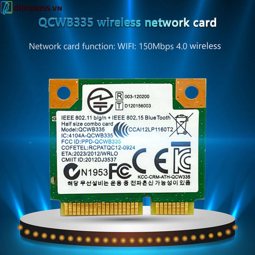 Thẻ WiFi Không Dây QCWB335 Half Mini PCIe Bluetooth 4.0 Cho Laptop