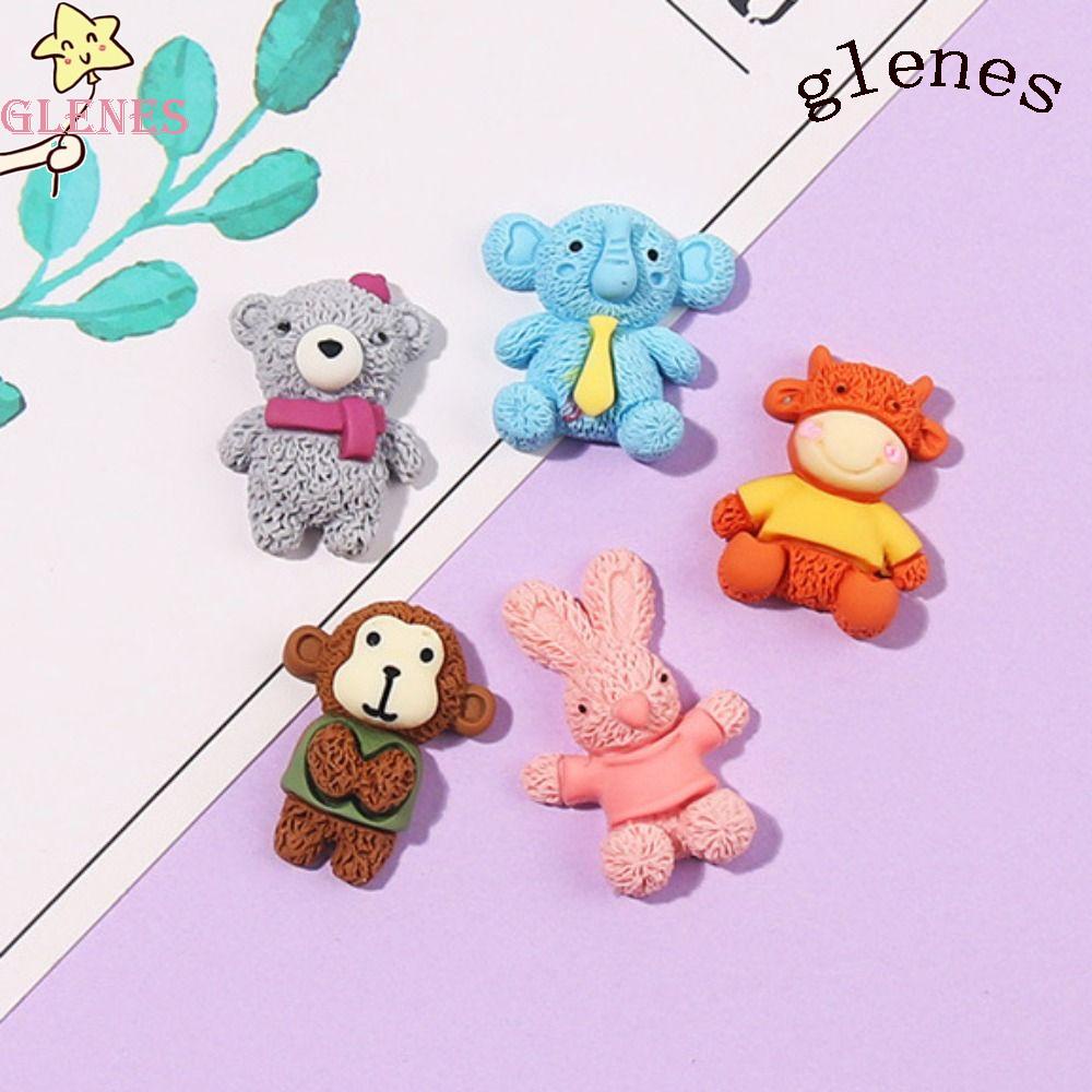 GLENES Phụ Kiện Nút Trang Trí Quần Áo Trẻ Em Hình Động Vật Dễ Thương DIY