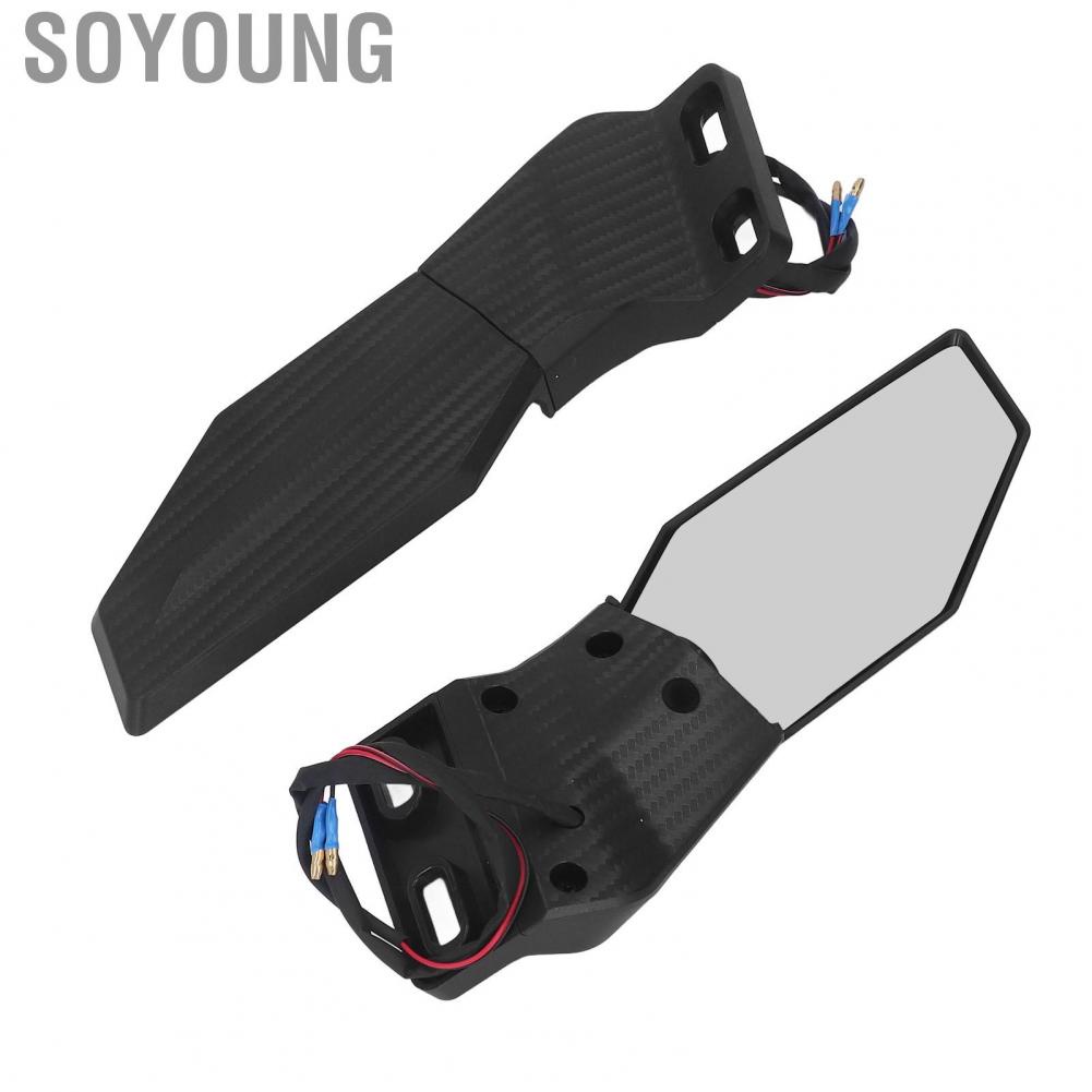 Soyoung Motorcycle Side Mirrors Swivel Wing Fin Multipurpose Aerodynamic with  Turn Signal for ZX10R ZX6R ZX636 2019-2022