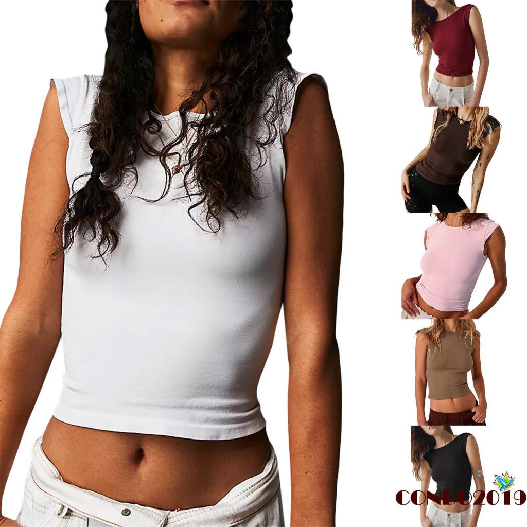 Áo Thun Crop Top Tay Ngắn Cổ Tròn Màu Sắc Đơn Giản Cho Nữ