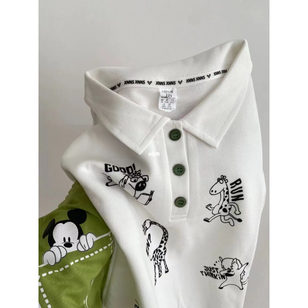 Áo Thun POLO Tay Ngắn In Họa Tiết Động Vật Hoạt Hình Thời Trang Mùa Hè Cho Bé Trai Và Gái