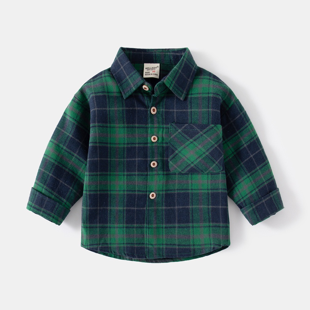 Áo Sơ Mi Cotton Tay Dài Cổ Bẻ Sọc Caro Thời Trang Mùa Xuân Cho Bé Trai 1-6 Tuổi