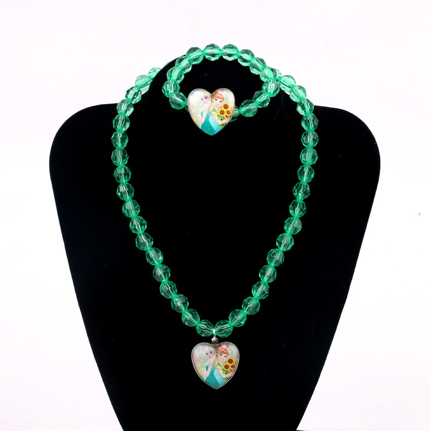 Set Vòng cổ + Vòng Tay + Nhẫn + Mặt Hình Công Chúa Elsa Phim Hoạ