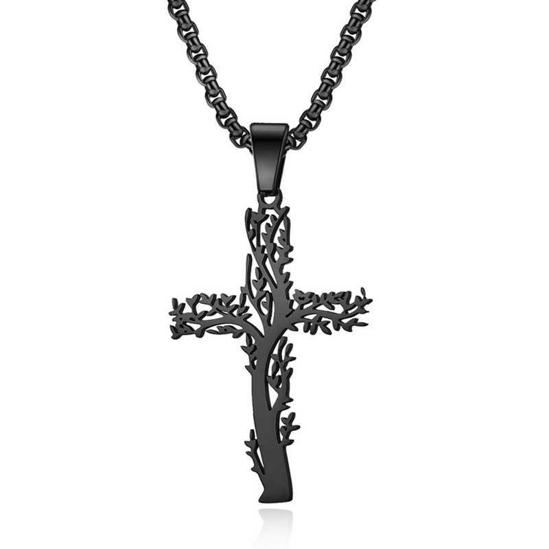 Ygt Vòng cổ Thép Không Gỉ Mặt Thánh Giá Màu Bạc Thời Trang