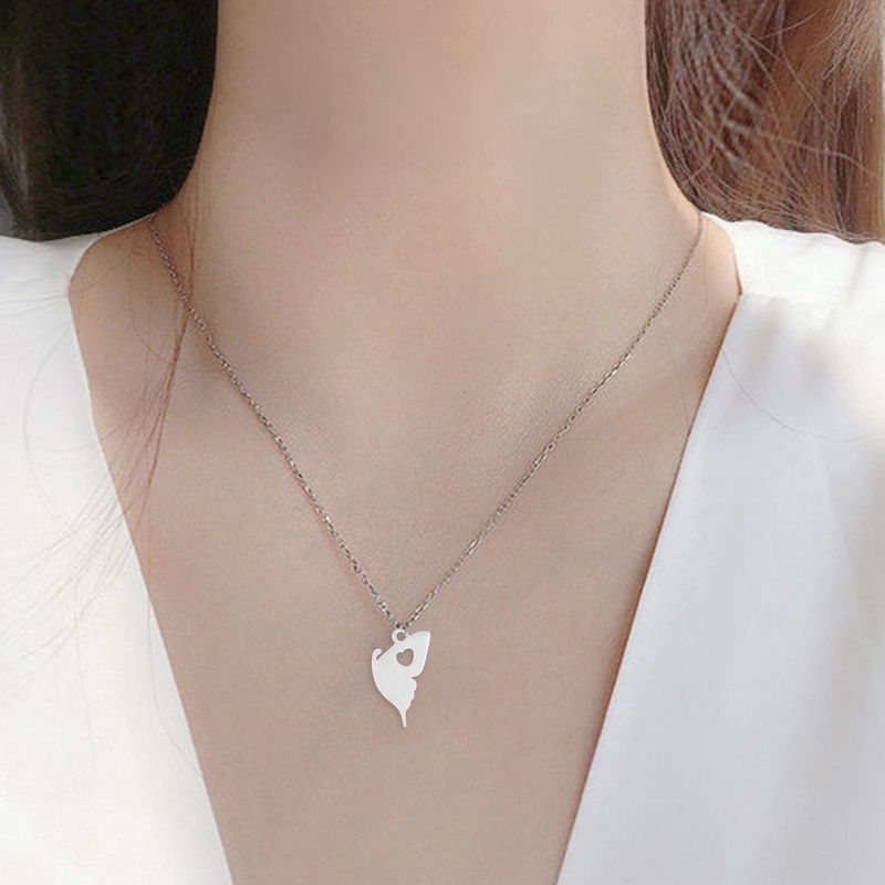 Ygt Vòng cổ Bằng Thép Không Gỉ Mặt Hình Trái Tim Bướm Dễ Thương Cho Nữ