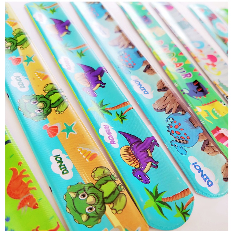Set 10 Vòng Tay Đồ Chơi Hình Tròn In Hình Khủng Long / Động Vật / Nàng Tiên Cá / Không Gian / Kỳ Lân Cho Bé