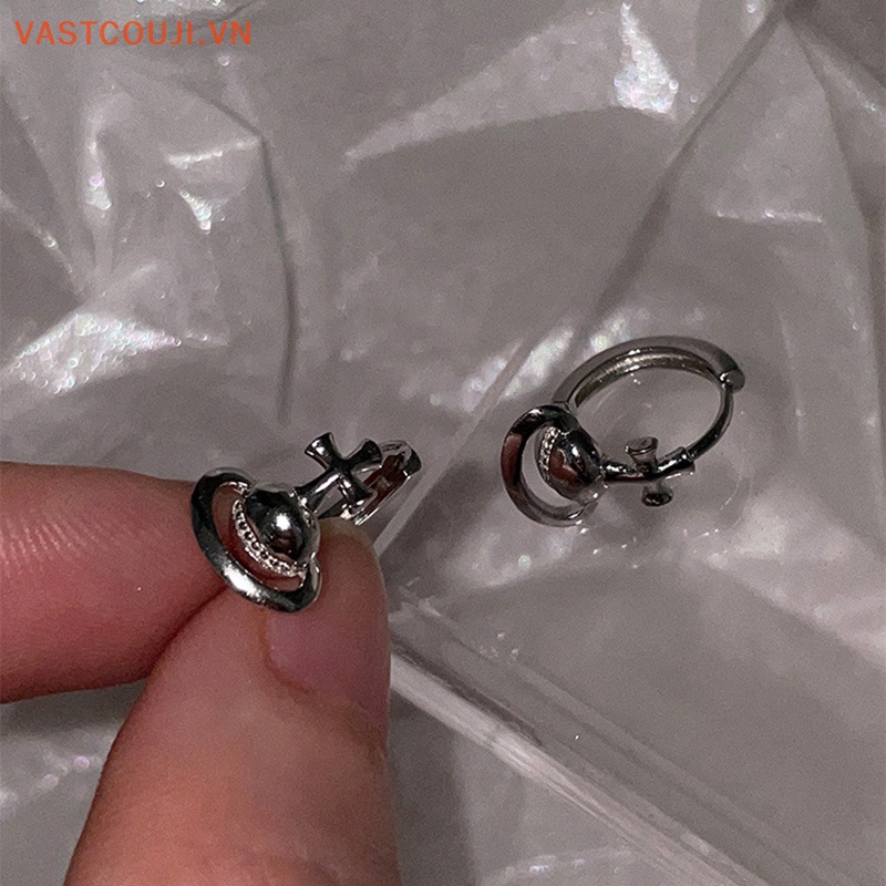 Bông Tai Màu Bạc Hình Hành Tinh Đan Chéo Phong Cách Hàn Quốc Thời Trang Cho Nữ