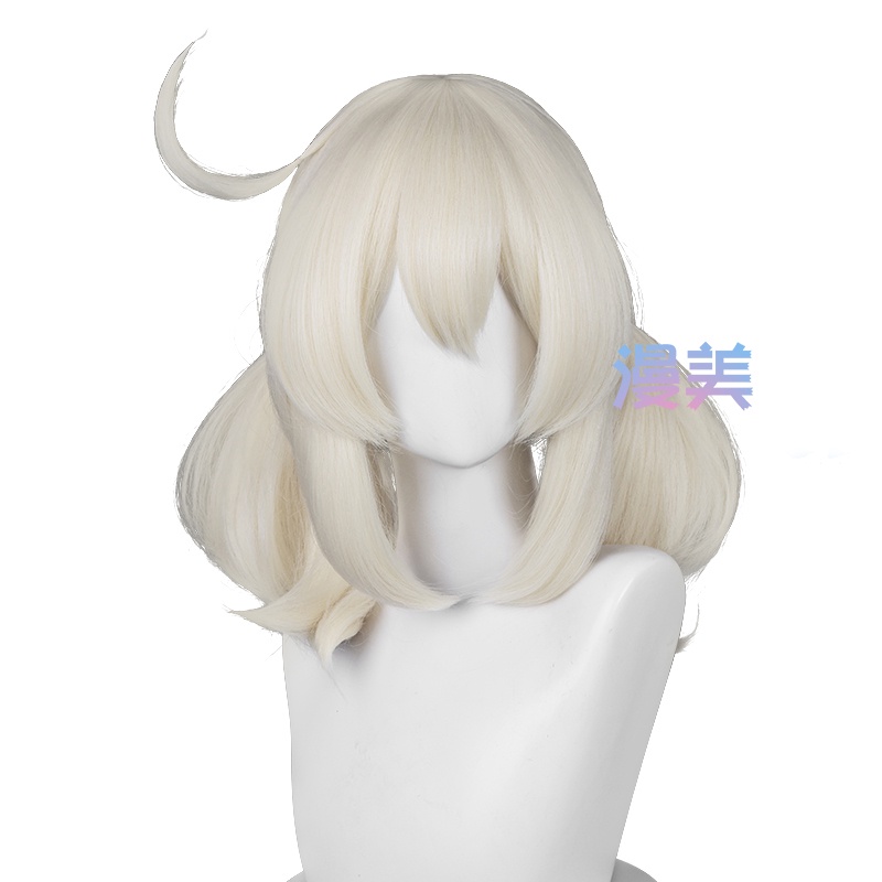 Genshin Impact Klee New Skin Cosplay Wig 42cm Long Cream White Hair Heat Resistant Synthetic Wigs with Ears