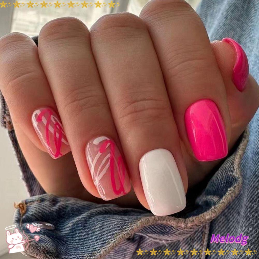 MELODG Bộ 24 Móng Tay Giả Có Thể Tháo Rời