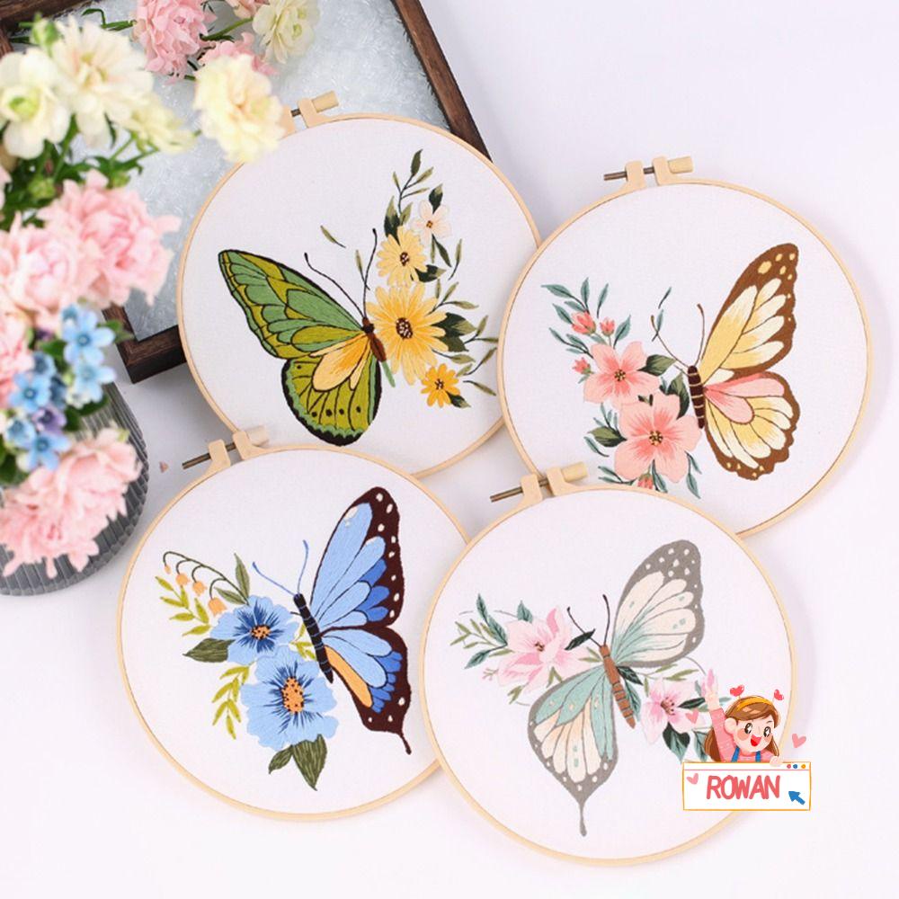 ROWANS Khung Thêu Hình Hoa Và Bướm Dùng Trang Trí Nhà Cửa