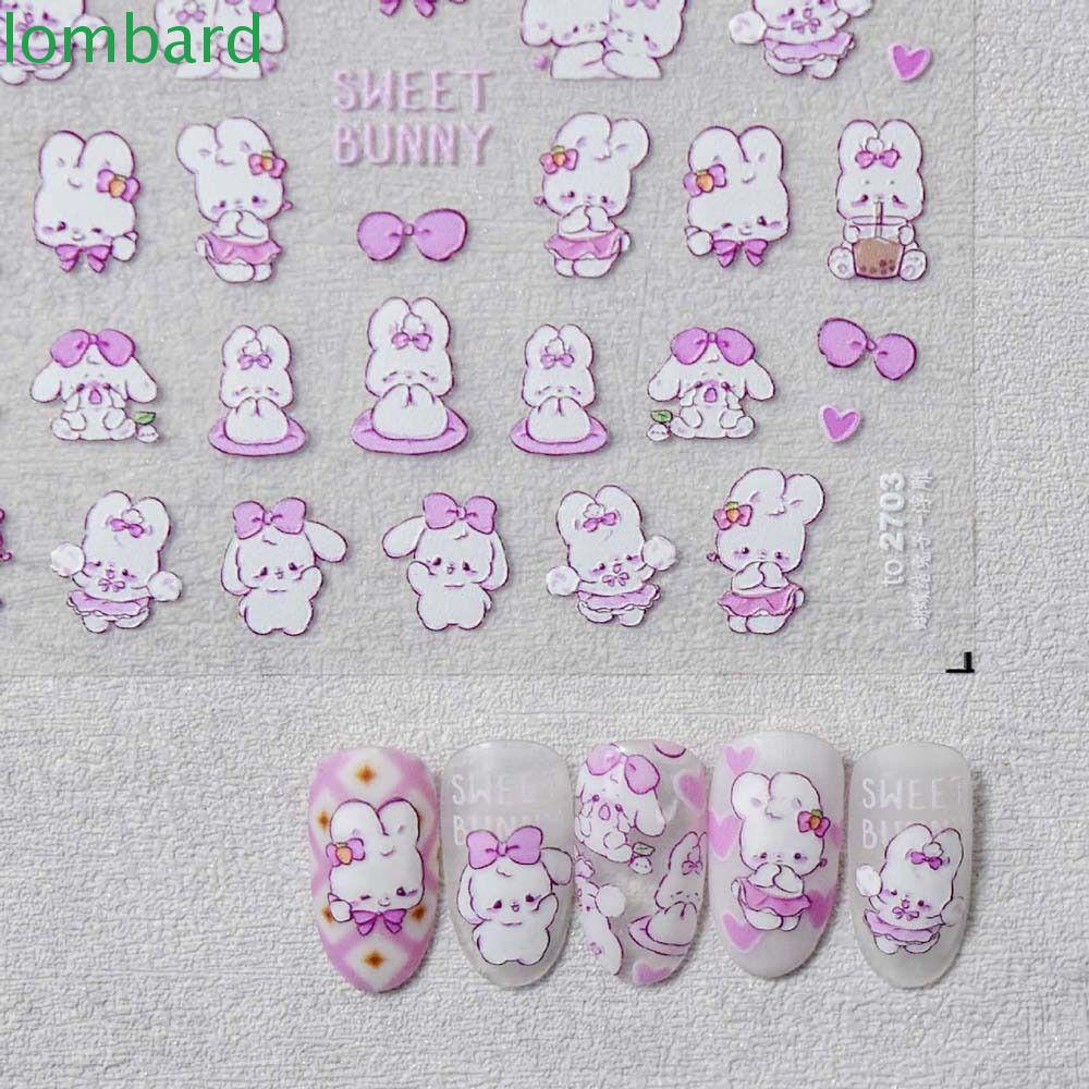 LOMBARD Miếng Dán Móng Tay Tự Dính Họa Tiết Nơ / Hoa / Động Vật Thời Trang