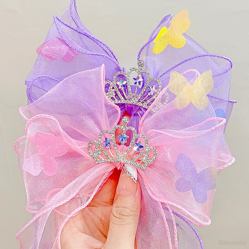 Kẹp Tóc Hình Vương Miện Phối Lưới Xinh Xắn Cho Bé Gái