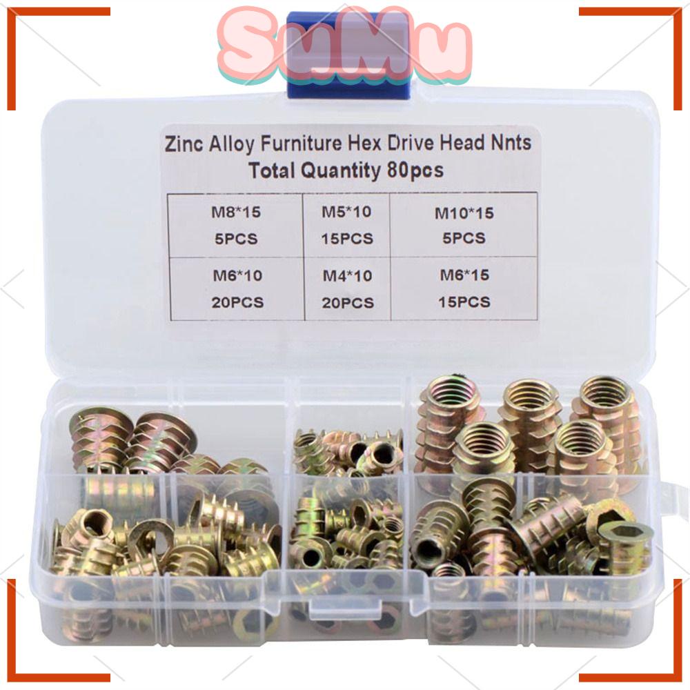 SUMU Bộ 80 Đai Ốc Hợp Kim Kẽm Hình Chữ T Cho Đồ Nội Thất Gỗ M4 M5 M6 M8 M10