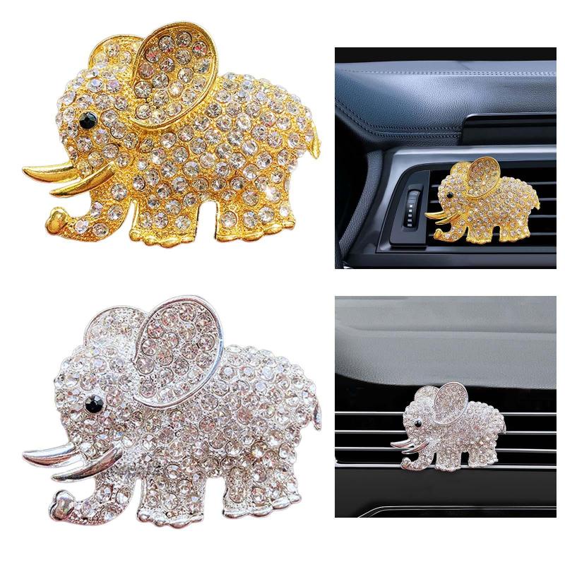 Kẹp Điều Hòa Xe Hơi Hình Voi Đính Đá Sang Trọng