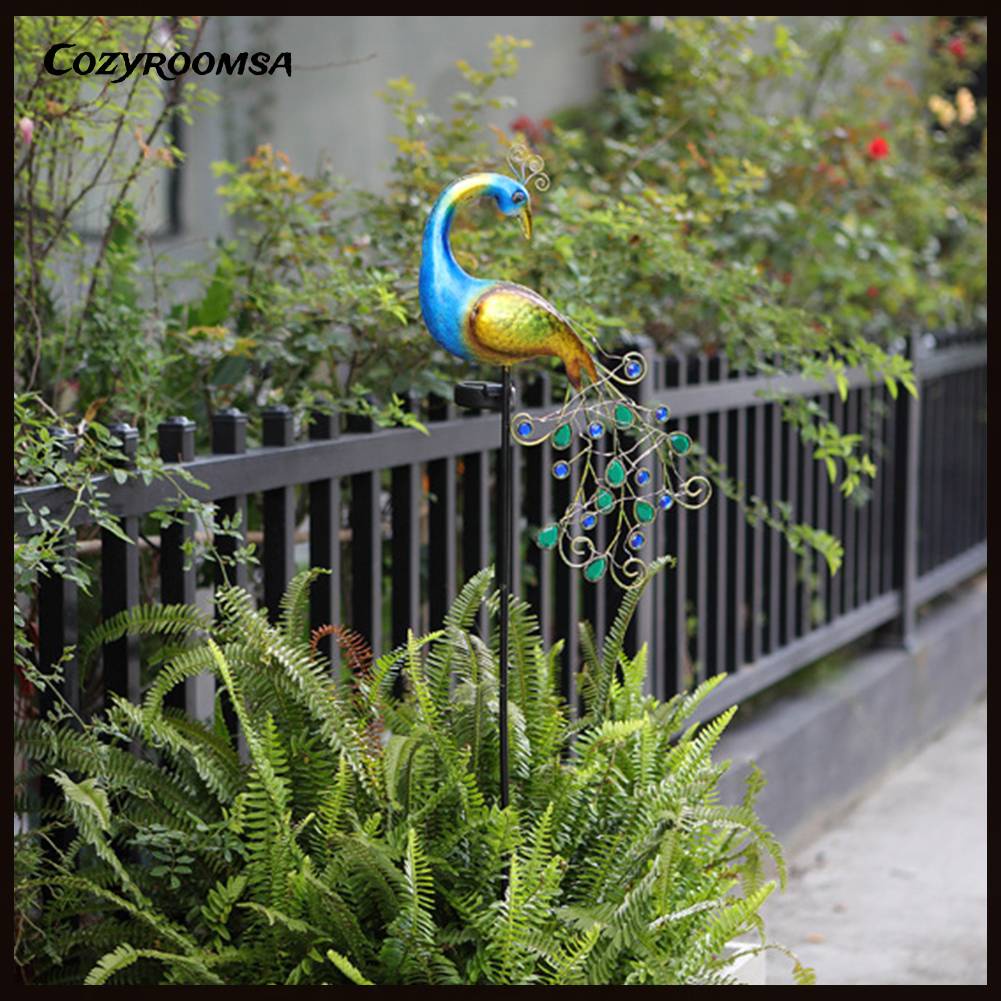 Đèn Kim Loại Tự Động Bật / Tắt Hình Chim Công Trang Trí Sân Vườn