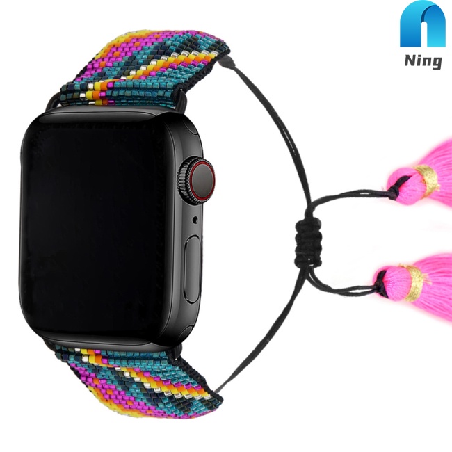 Dây Đeo Thay Thế Dạng Chuỗi Hạt Nhiều Màu Sắc Phong Cách Boho Thời Trang Mùa Hè Cho iWatch
