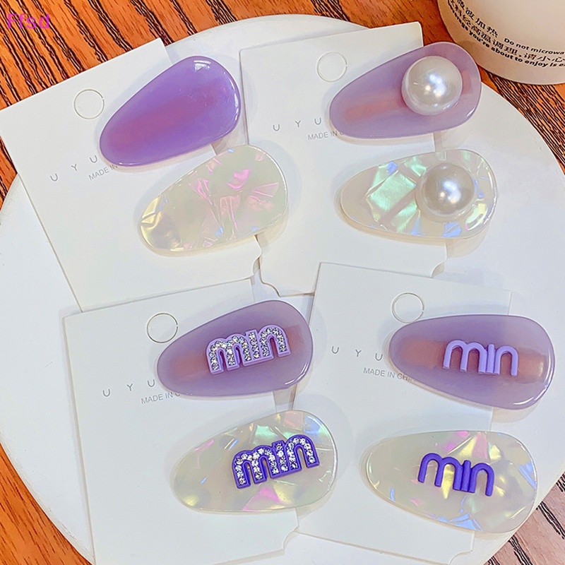 {Ffsd} Kẹp Tóc Mái Hình Giọt Nước Màu Tím Thời Trang Cá Tính Đơn Giản Cho Nữ
