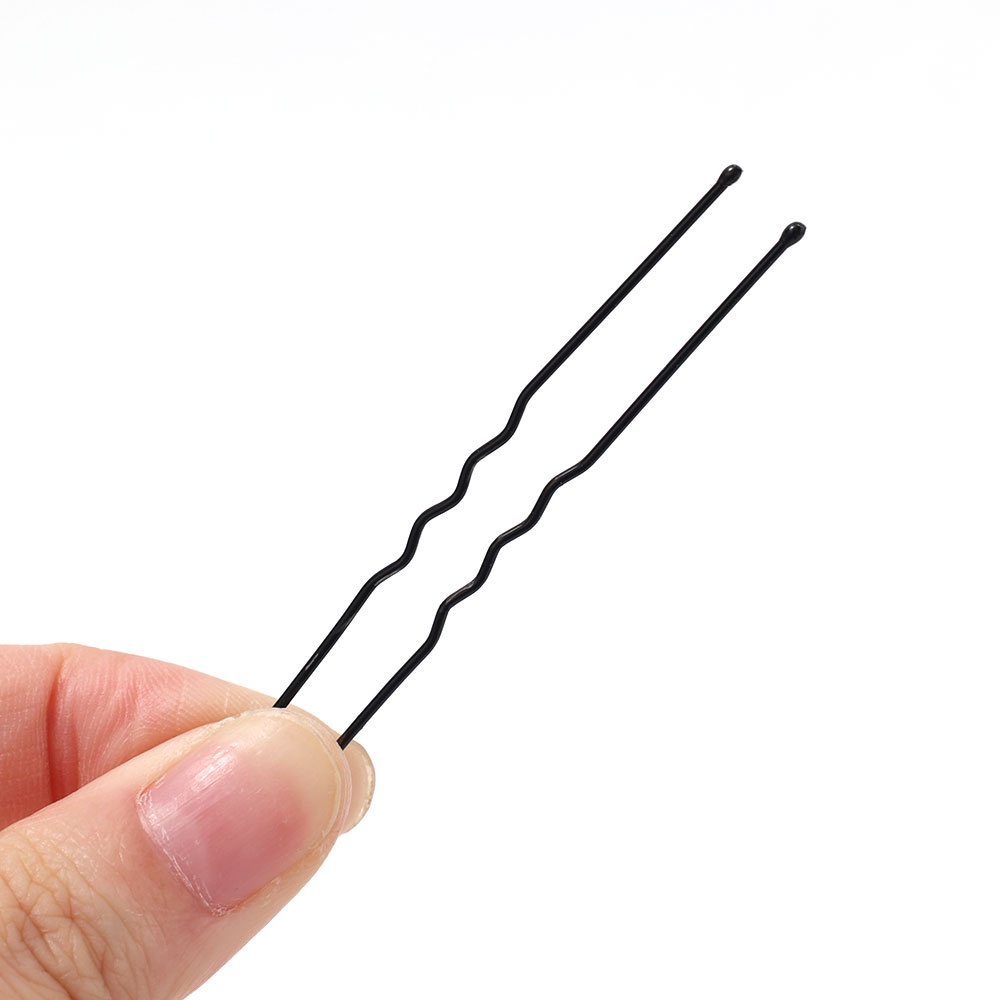 Kẹp Tóc 6cm Tạo Kiểu Tóc Bằng Kim Loại Màu Đen / Gợn Sóng Hình Chữ U An Toàn Dành Cho Nữ