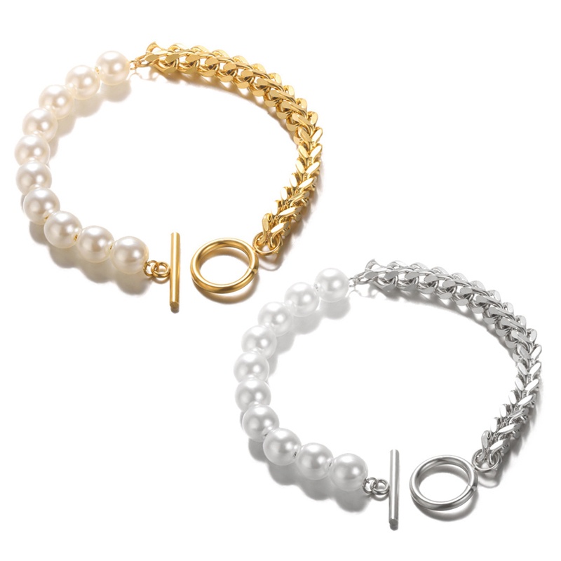 Ygt Vòng Tay Dây Xích Đính Ngọc Trai Nhân Tạo Bằng Thép Không Gỉ Thời Trang Cho Nữ