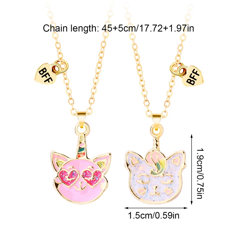 Set 2 Dây Chuyền Tình Bạn Mặt Mèo Hoạt Hình Dễ Thương