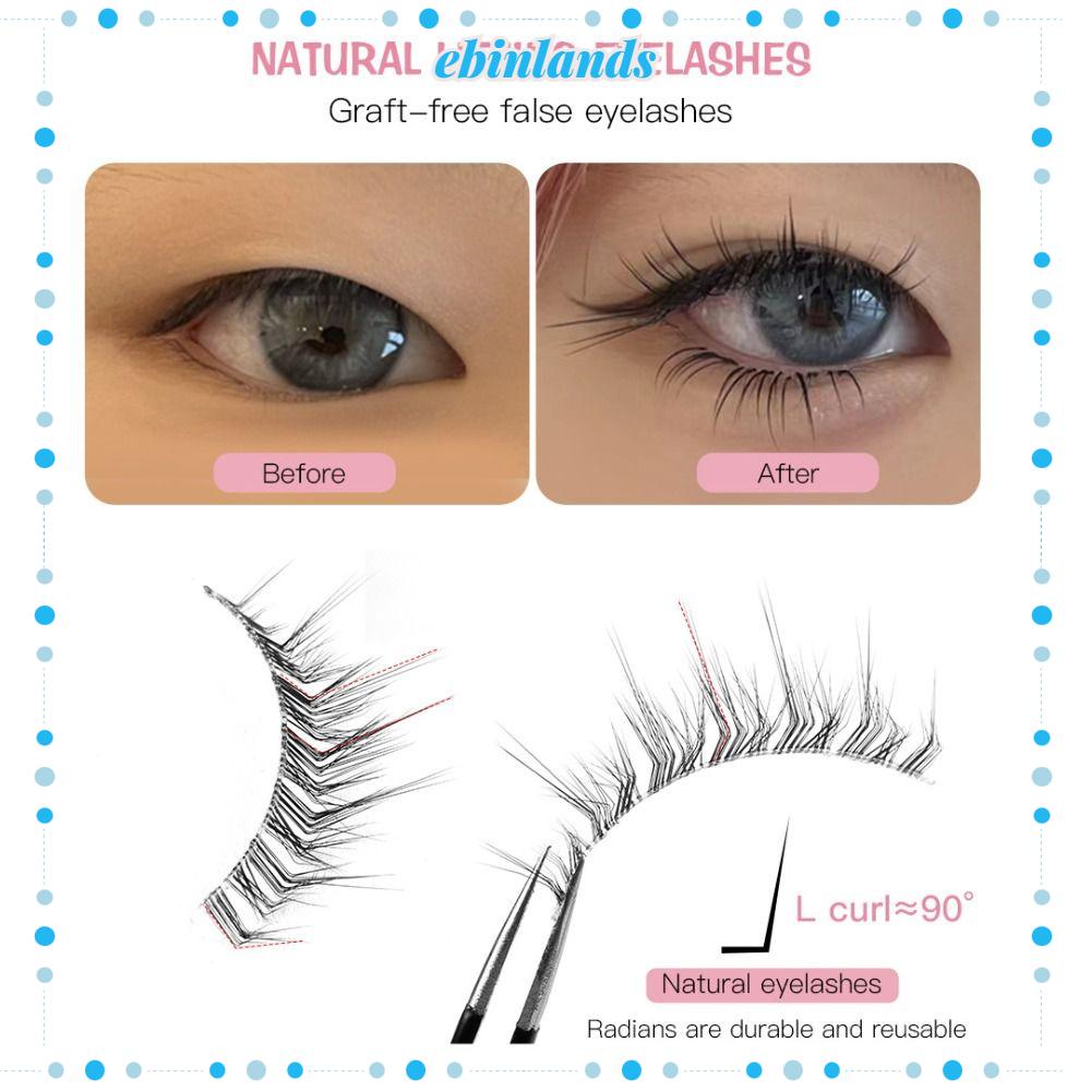 EBINLANDS Lông Mi Giả Sợi Nhân Tạo Hình Chữ L Màu Đen Nối Dài Làm Đẹp Cho Nữ