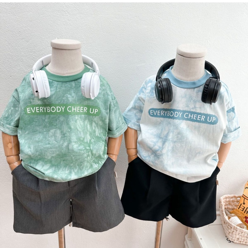 Áo Thun Cotton Mỏng Tay Ngắn Dáng Rộng In Chữ Phong Cách Hàn Quốc Thời Trang Mùa Hè Dễ Thương Cho Bé Trai