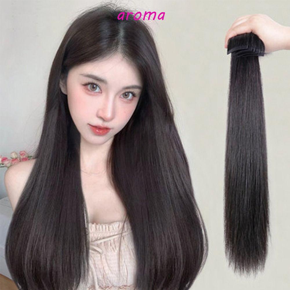 AROMA Tóc Giả Thẳng Dài Màu Đen Có Kẹp Cách Nhiệt Dành Cho Nữ