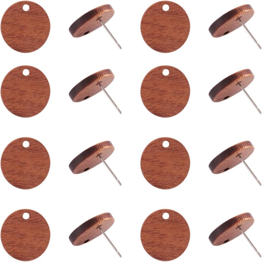 Dụng Cụ Làm Bông Tai Hình Tròn Dẹt Bằng Thép Không Gỉ Hình Trái Dừa / Gỗ 15mm Cho Nữ