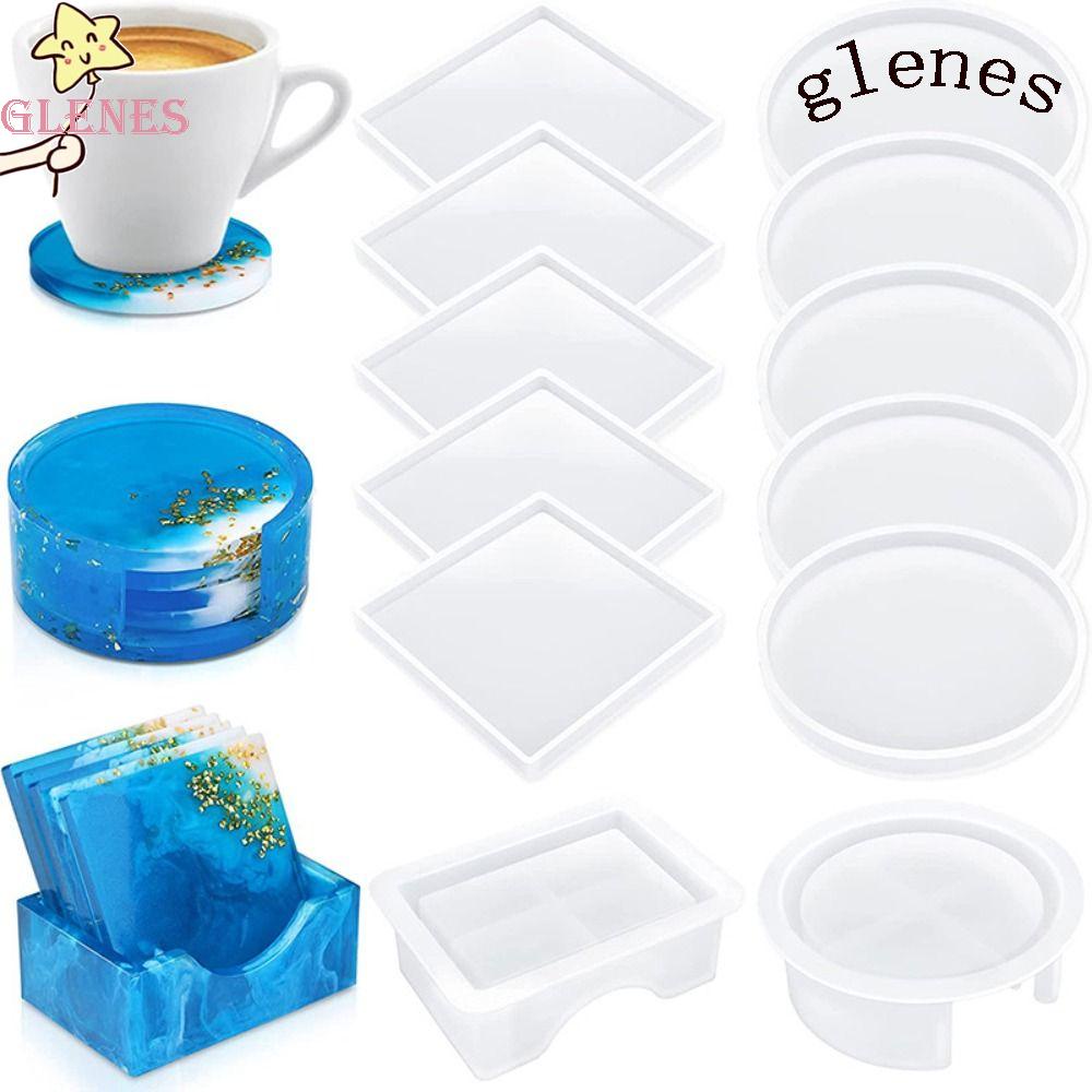 GLENES Khuôn Silicone Làm Bánh Hình Tròn / Vuông Tiện Lợi Dành Cho Trang Trí Nhà Cửa