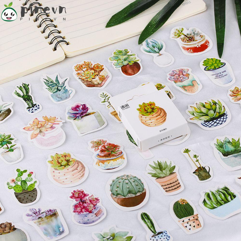 PINEVN Hộp 50 Miếng Dán Hoạt Hình Trang Trí Sổ Tay