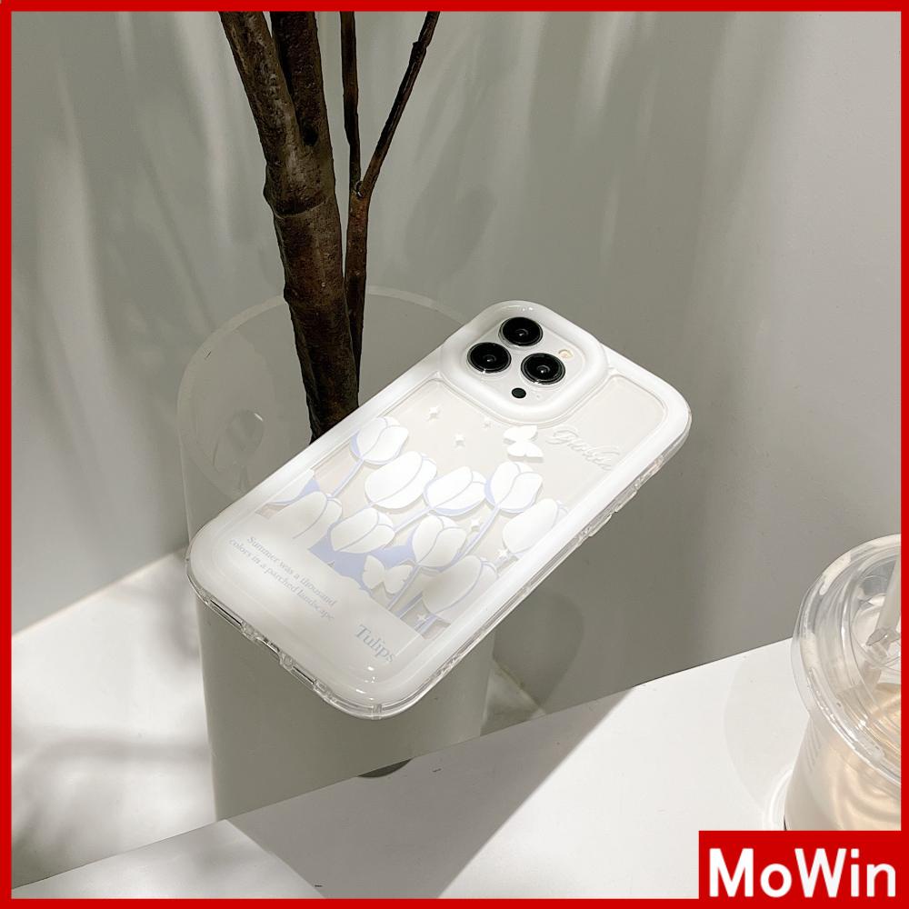 Ốp lưng iPhone 14 Pro Max Khung Ảnh iPhone Túi Khí Ốp Điện Thoại TPU Mềm Trong Suốt Bảo Vệ Chống Sốc Bông Hoa Màu Trắng Đơn Giản Tương Thích Với iPhone 13 Pro Max 12 Pro Max 11 Xr Xs 7 8