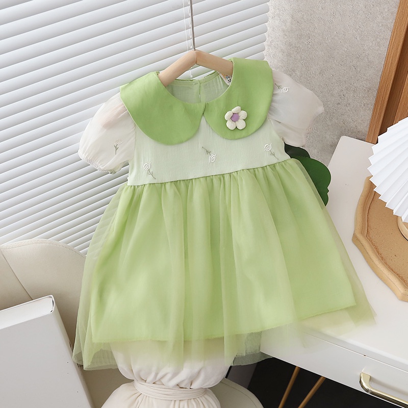 Đầm Công Chúa Tay Ngắn Bằng Cotton In Hoa Dễ Thương Thời Trang Mùa Hè Cho Bé Gái 0-3 Tuổi
