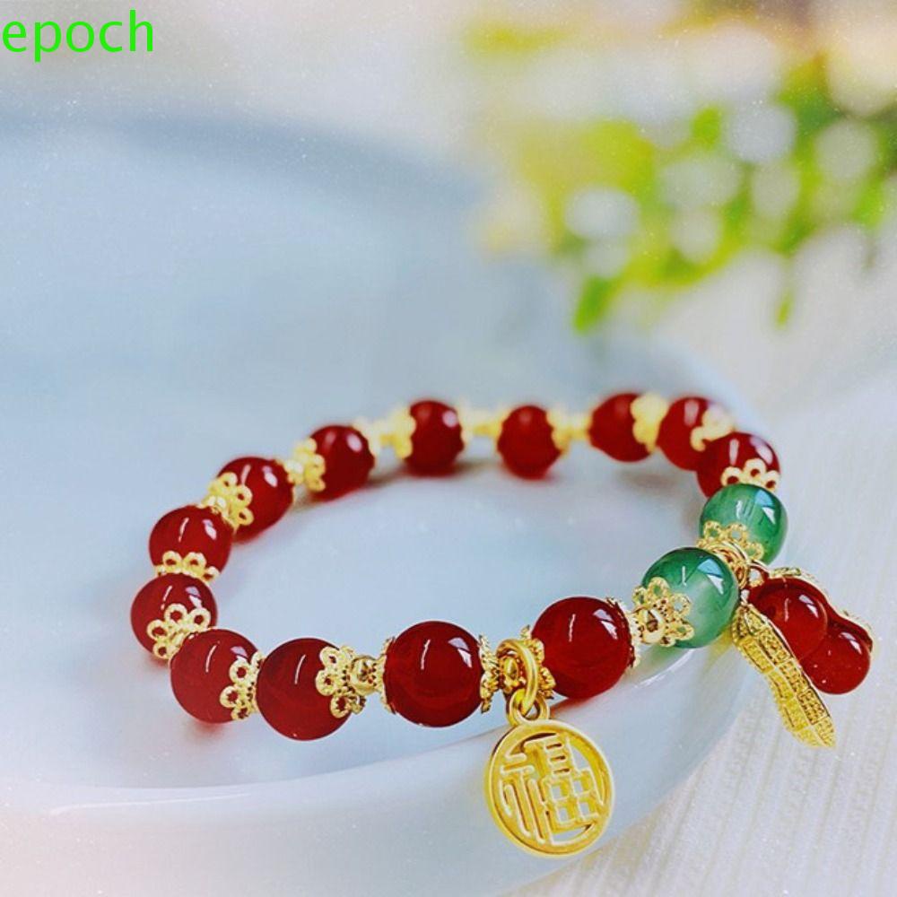 EPOCH Vòng Tay Xỏ Hạt Màu Vàng Đồng Phong Cách Truyền Thống Thời Trang Cho Nữ