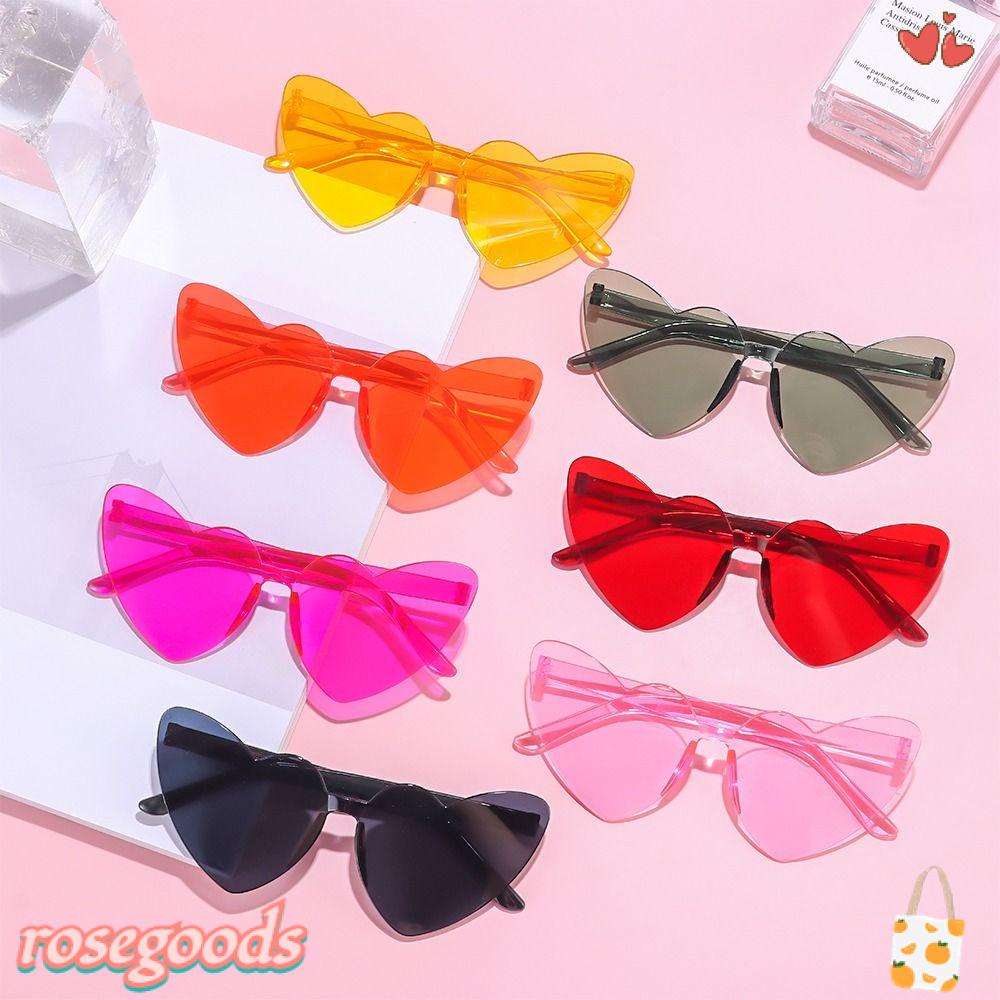 ROSE Kính Mát Hình Trái Tim Nhiều Màu Sắc Dễ Thương Chống Tia UV400 Phong Cách Cổ Điển Cho Nữ