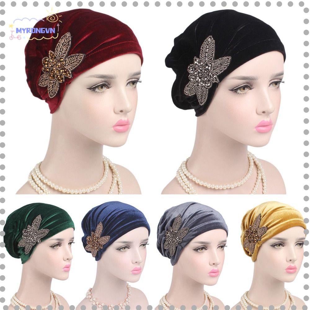 MYRONGVN Mũ Turban Nhung Mềm Mại Phong Cách Hồi Giáo Cho Nữ