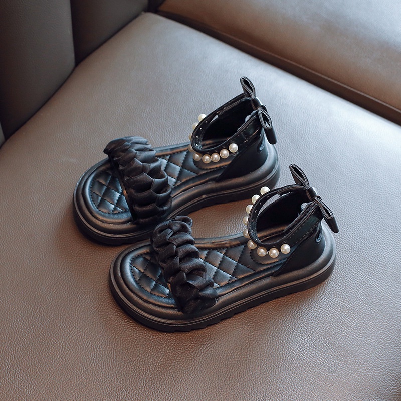 Sandal Chiến Binh Bé Gái Da Mềm Quai Dán Đính Ngọc,Nơ Sau, Quai Voan Kết Xinh Xắn, Dép Công Chúa sz 23-37