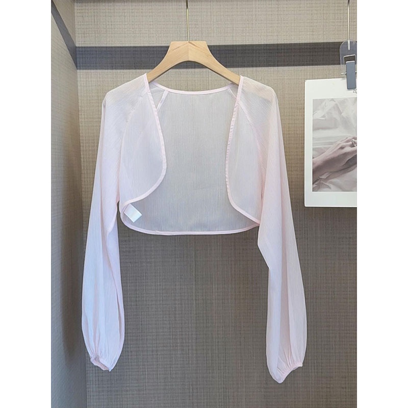 M &amp; E Áo Khoác Cardigan Chiffon Mỏng Chống Nắng Mùa Hè Pháp Mỏng Nhẹ Có Dây Buộc Eo Kiểu Mới 2023