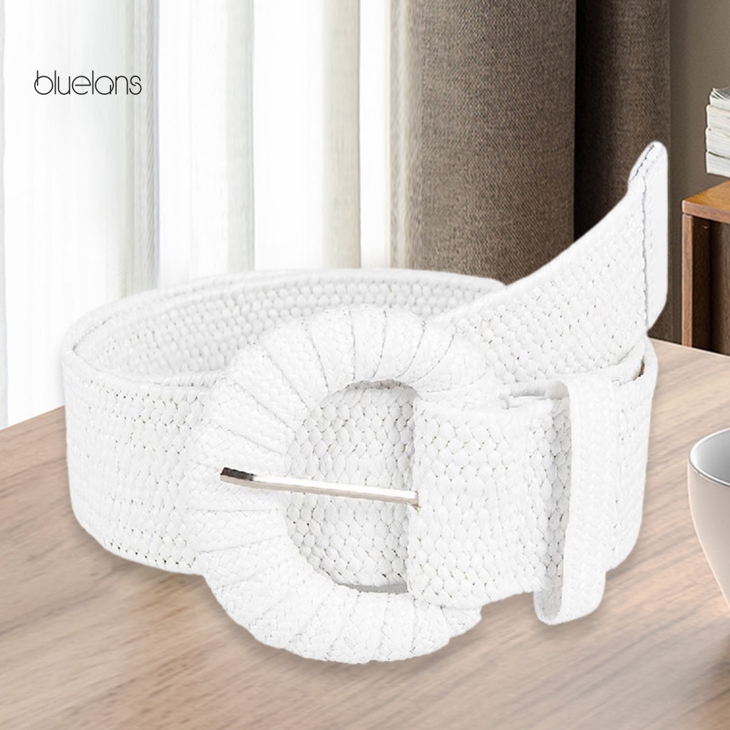 Thắt Lưng Đan Rơm Thủ Công Bản Rộng Có Khóa Cài Điều Chỉnh Được Phong Cách Bohemian Mùa Hè Cho Nữ