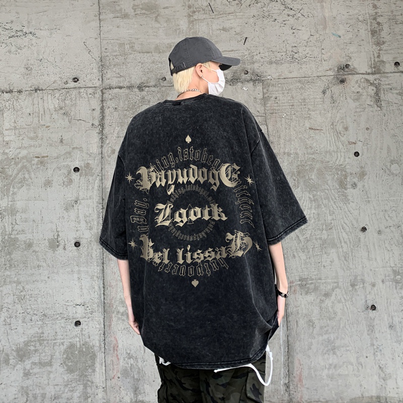 Áo Thun Nam Tay Ngắn Phong Cách Đường Phố Âu Mỹ Cá Tính