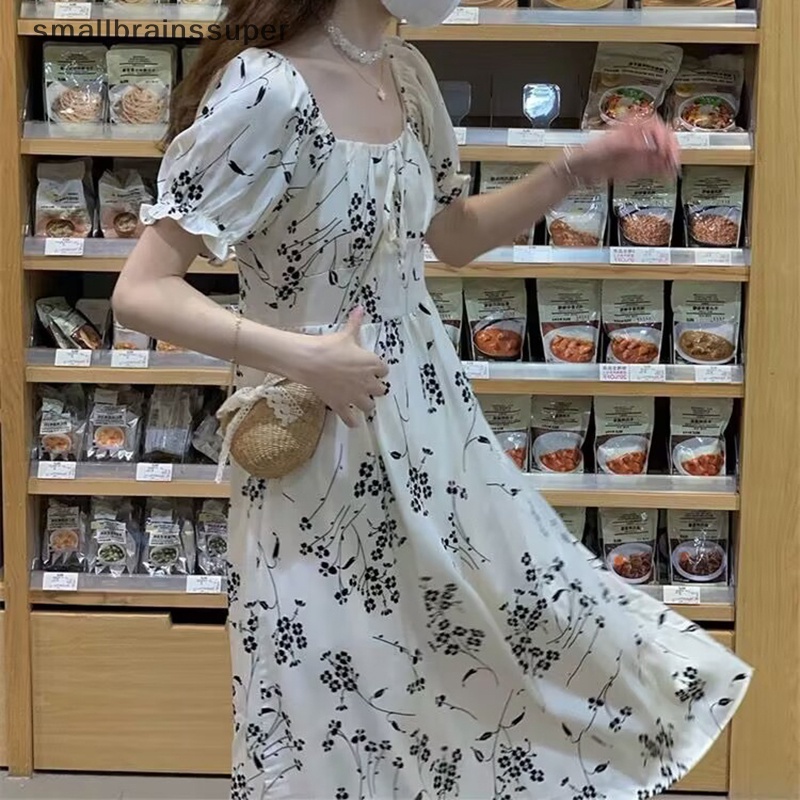 Đầm Midi Cổ Vuông Họa Tiết Hoa Thời Trang Mùa Hè Xinh Xắn Cho Nữ