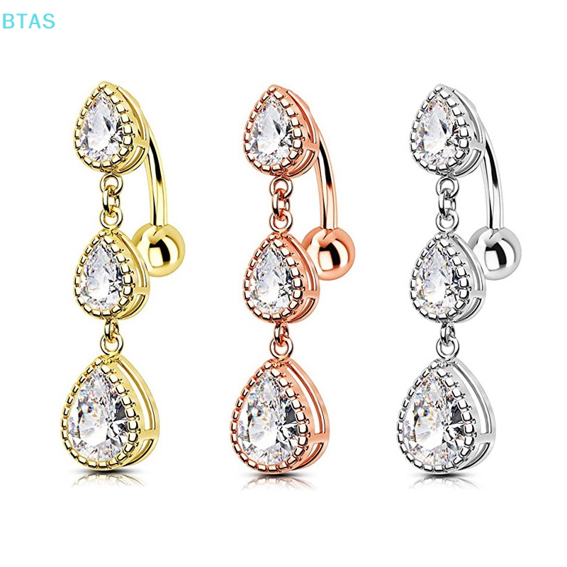 Khuyên Rốn Hình Giọt Nước Bằng Thép Không Gỉ Đính Đá Zircon Quyến Rũ Cho Nữ