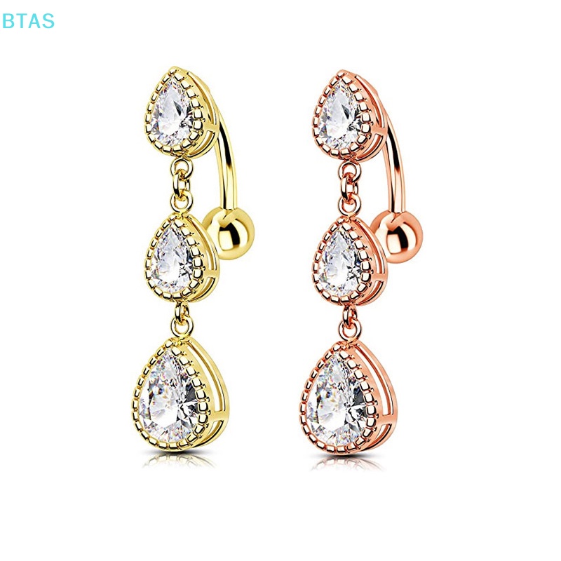 Khuyên Rốn Hình Giọt Nước Bằng Thép Không Gỉ Đính Đá Zircon Quyến Rũ Cho Nữ