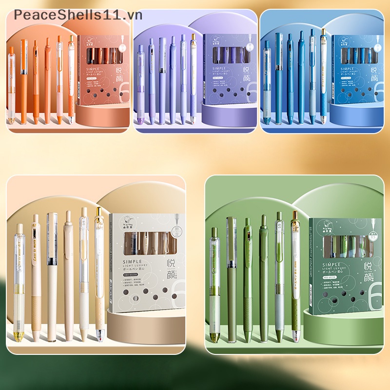 Set 6 Bút Bi Mực Đen Ngòi 0.5mm