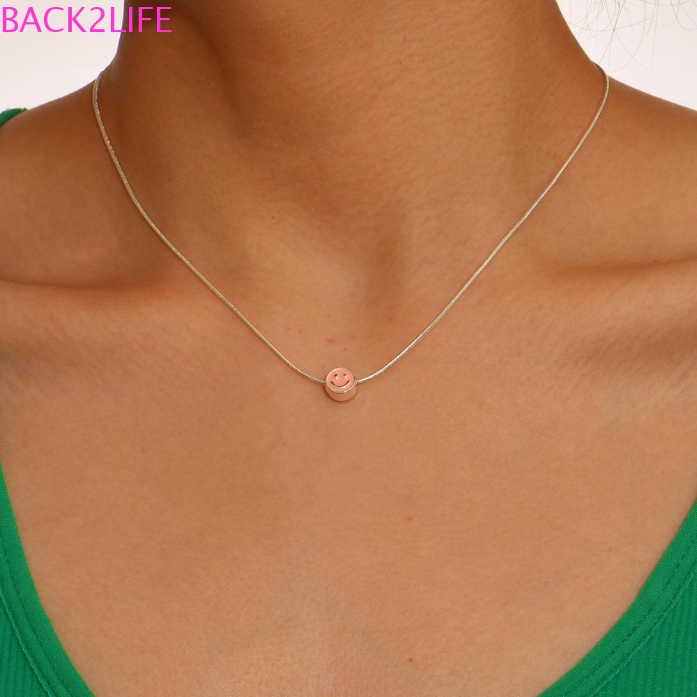 BACK2LIFE Vòng cổ Mặt Cười Màu Sắc Kẹo Ngọt Thời Trang Dành Cho Nữ