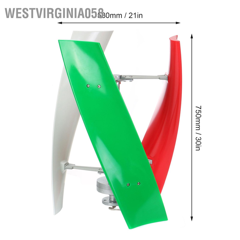 Westvirginia058 Máy phát điện gió Maglev 3 cánh pha AC Nam châm vĩnh cửu Trắng Đỏ Xanh trục đứng Tua bin 100W