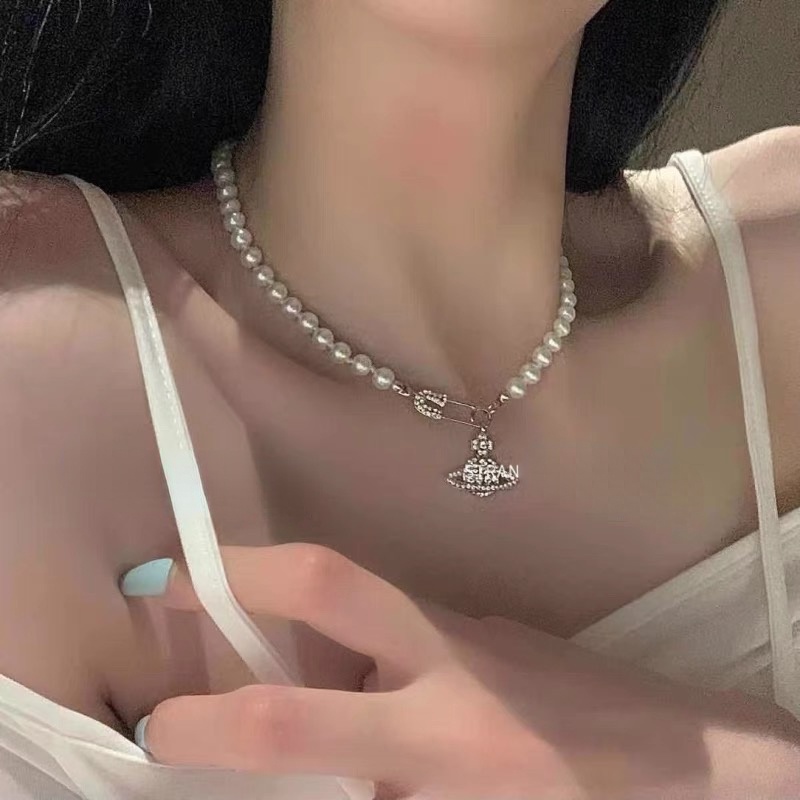 Dây Chuyền Ngọc Trai Mặt Kim Cương Cao Cấp Thời Trang Dành Cho Nữ