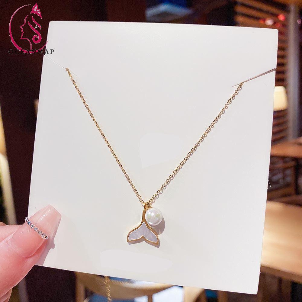 OCEANMAP Vòng cổ Mặt Đuôi Cá Phong Cách Hàn Quốc Xinh Xắn Cho Nữ